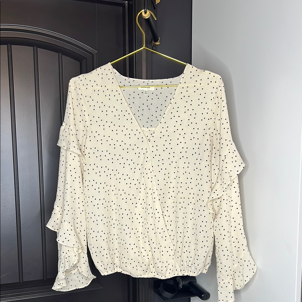 Elegant Cream Polka Dot Women's Top